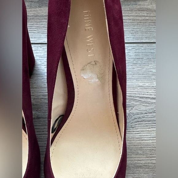 Nine West Burgundy Vegan Suede Heels - Picture 4 of 10